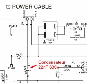 Schéma alimentation ampli Yamaha 22nF 630V